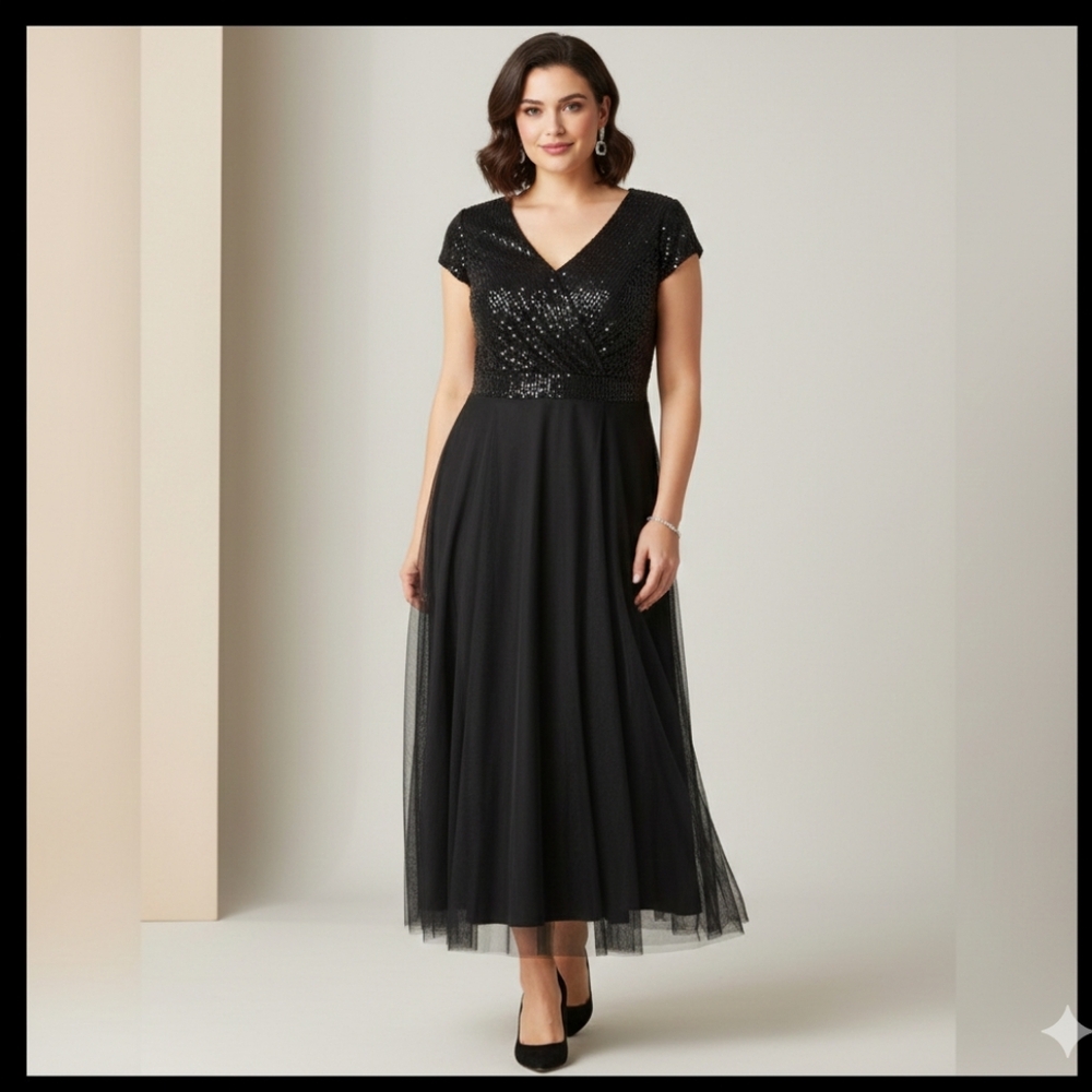 SHEIN Black Sequin Maxi Dress (117)